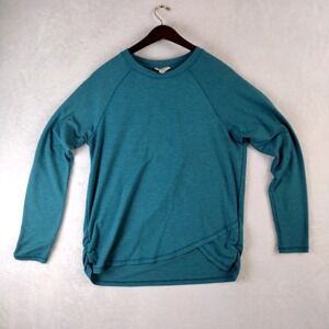 Danskin Womens XL Teal Blue Long Sleeve Crossover Hem Active Top 9178